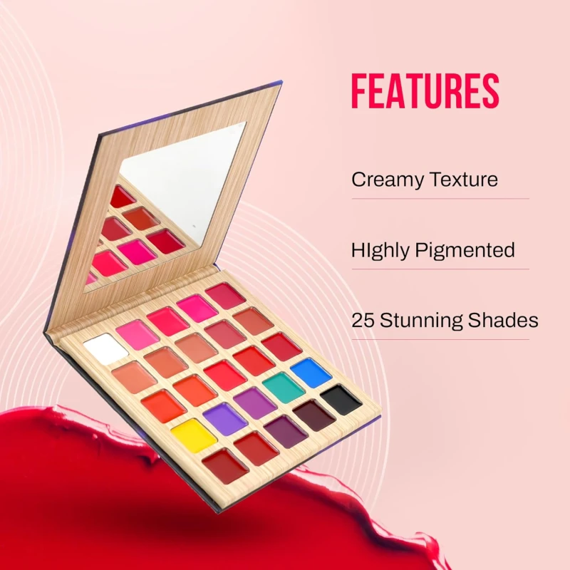 Colors Queen Multishade Lip Palette with 25 Lipstick Colors,Creamy Matte Finish Lip Colors,Feather Lightweight Formula,Versatile Color Options,Travel Friendly Lipstick Palette with Attached Mirror thumbnail 3